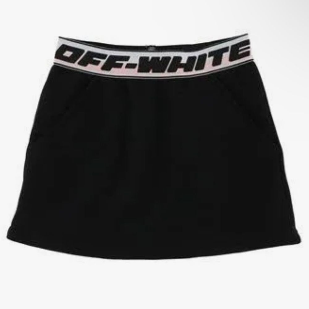 OFF-WHITE | NEW Kid’s Fleece Black Skirt with Pink White Waistband Girls Size 6